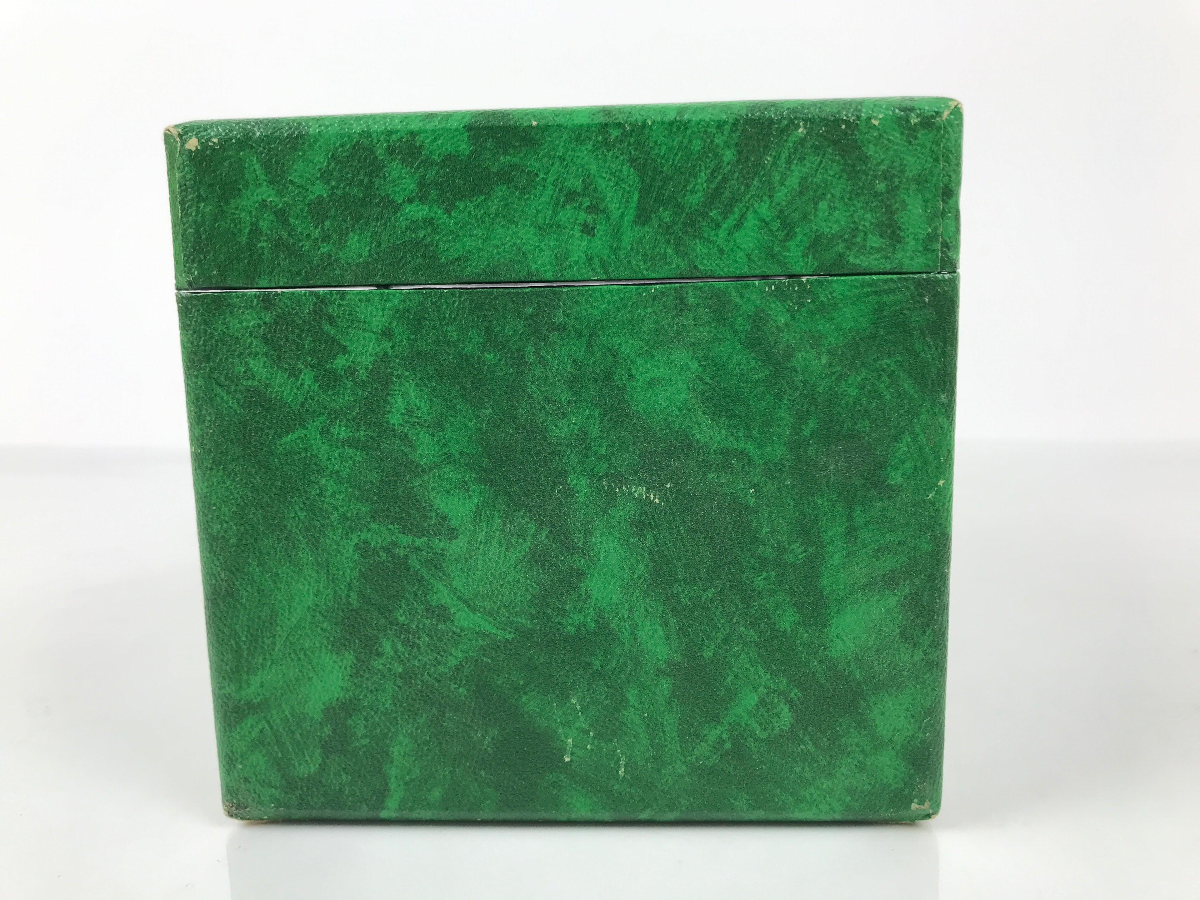 Japanese Flower Arrangement Vase Vtg Stone Onyx Kabin Green Brown Boxed PX801