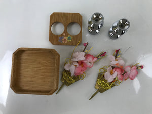 Japanese Flower Stand Set Vtg Sanpo Hina Doll Accessory Wood Metal ID611