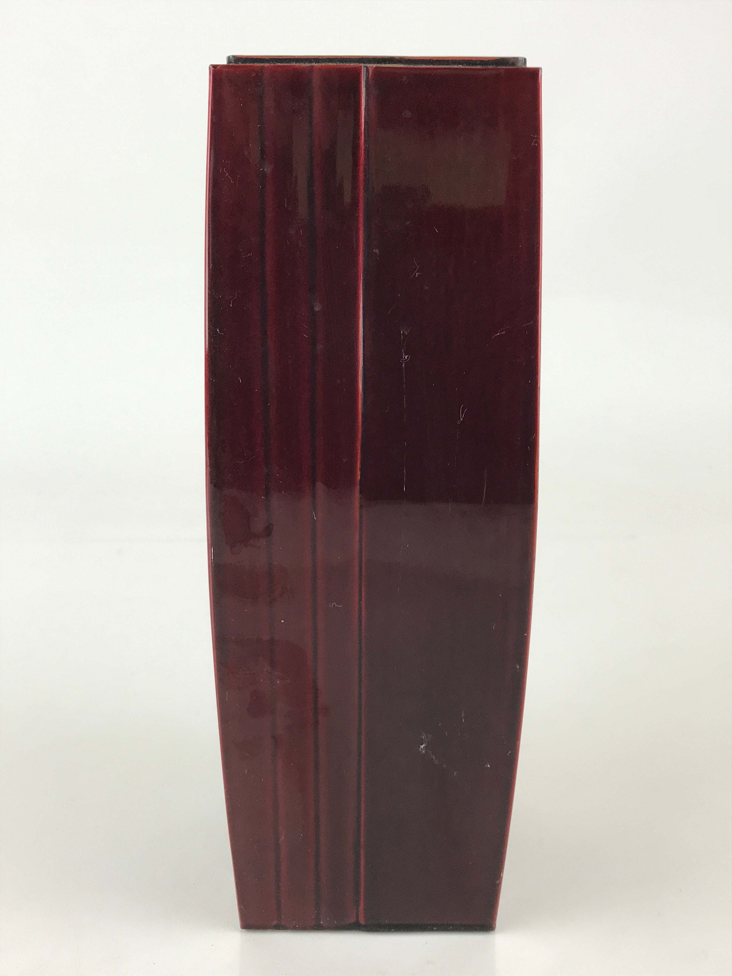 Japanese Flower Vase Kabin Dark Red Ikebana Shunkei Nuri Hide Takayama FK28