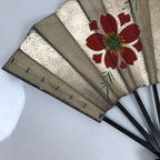 Japanese Folding Fan Maisen Sensu Vtg Bamboo Frame Cherry Blossom Gold 4D834