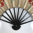 Japanese Folding Fan Maisen Sensu Vtg Bamboo Frame Cherry Blossom Gold 4D834