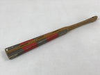 Japanese Folding Fan Maisen Sensu Vtg Bamboo Frame Gold Foil Red Lines 4D724