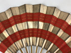 Japanese Folding Fan Maisen Sensu Vtg Bamboo Frame Gold Foil Red Lines 4D724