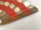 Japanese Folding Fan Maisen Sensu Vtg Bamboo Frame Gold Foil Red Lines 4D724