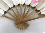 Japanese Folding Fan Maisen Sensu Vtg Bamboo Frame Gold Foil Red Mon Crest 4D893