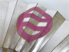 Japanese Folding Fan Maisen Sensu Vtg Bamboo Frame Gold Foil Red Mon Crest 4D893
