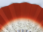 Japanese Folding Fan Maisen Sensu Vtg Bamboo Frame Simple Red White Gold 5D19