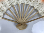 Japanese Folding Fan Maisen Sensu Vtg Bamboo Frame Simple Red White Gold 5D19