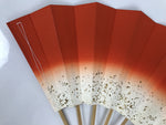 Japanese Folding Fan Maisen Sensu Vtg Bamboo Frame Simple Red White Gold 5D19