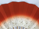 Japanese Folding Fan Maisen Sensu Vtg Bamboo Frame Simple Red White Gold 5D19