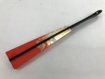 Japanese Folding Fan Maisen Sensu Vtg Black Bamboo Frame Floral Red Gold 4D880