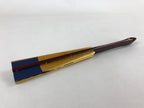 Japanese Folding Fan Maisen Sensu Vtg Lacquer Bamboo Frame Gold Foil Blue 4D719