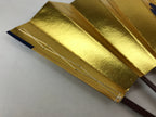 Japanese Folding Fan Maisen Sensu Vtg Lacquer Bamboo Frame Gold Foil Blue 4D719
