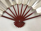 Japanese Folding Fan Maisen Sensu Vtg Lacquered Bamboo Frame Silver Blue 4D722