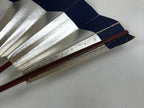 Japanese Folding Fan Maisen Sensu Vtg Lacquered Bamboo Frame Silver Blue 4D722