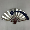 Japanese Folding Fan Maisen Sensu Vtg Lacquered Bamboo Frame Silver Blue 4D722