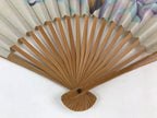 Japanese Folding Fan Sensu Bamboo Flowers Morning Glory White Gold Seal 4D664