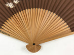 Japanese Folding Fan Sensu Bamboo Frame Ants Leaves Brown Kanji Red Seal 4D679