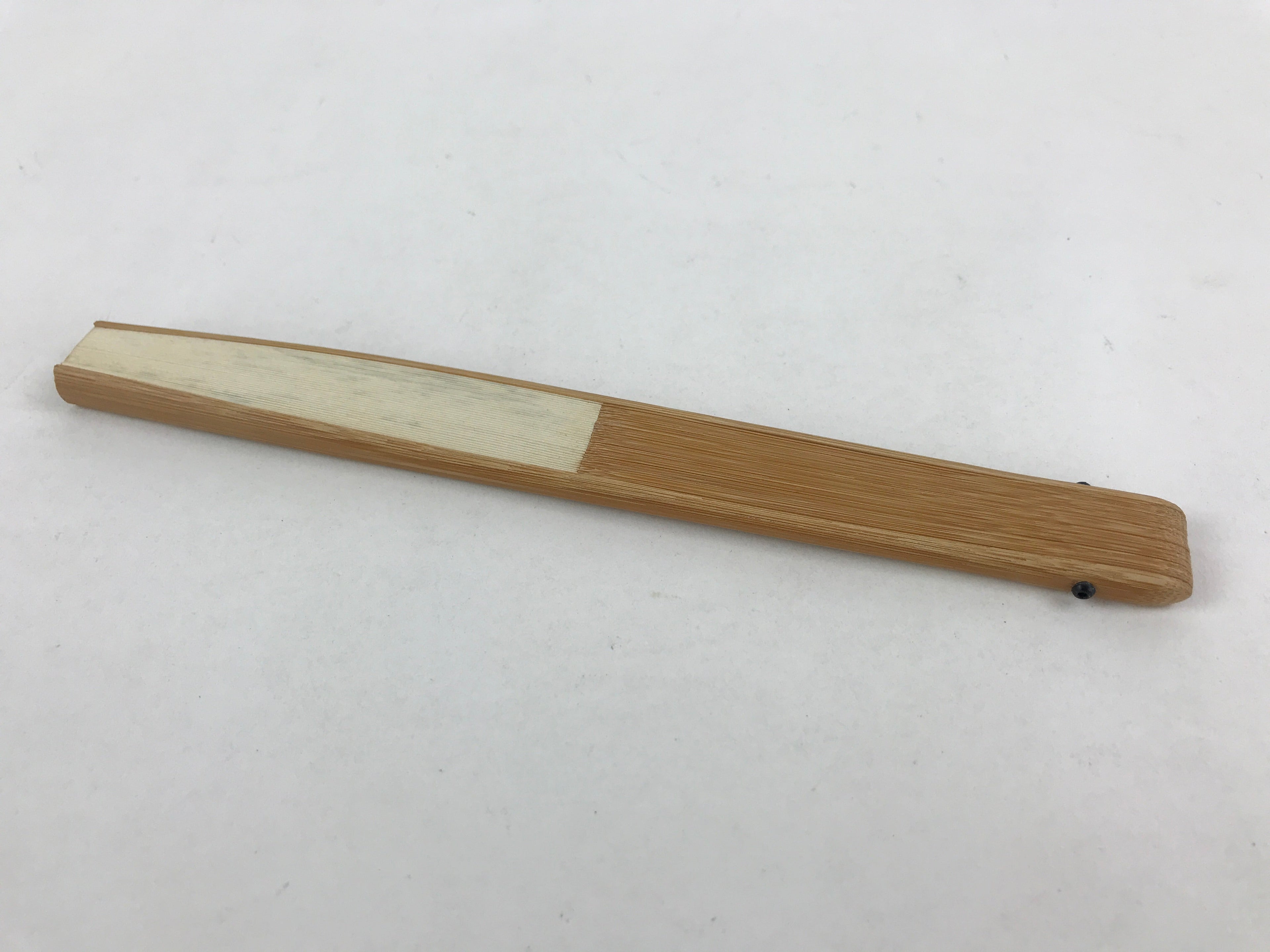 Japanese Folding Fan Sensu Bamboo Frame Birds White Blue Brown Seal Stamp 4D669