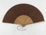 Japanese Folding Fan Sensu Bamboo Frame Fish Brown Black Kanji Red Seal 4D676