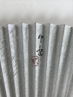 Japanese Folding Fan Sensu Bamboo Frame Fish Sparkles Signature Seal Stamp 4D668