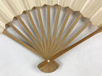 Japanese Folding Fan Sensu Bamboo Frame Japanese Kanji Characters White 4D642