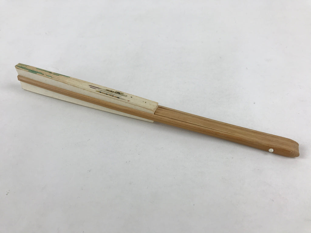 Japanese Folding Fan Sensu Bamboo Frame Kanji characters Sparrows White 4D653