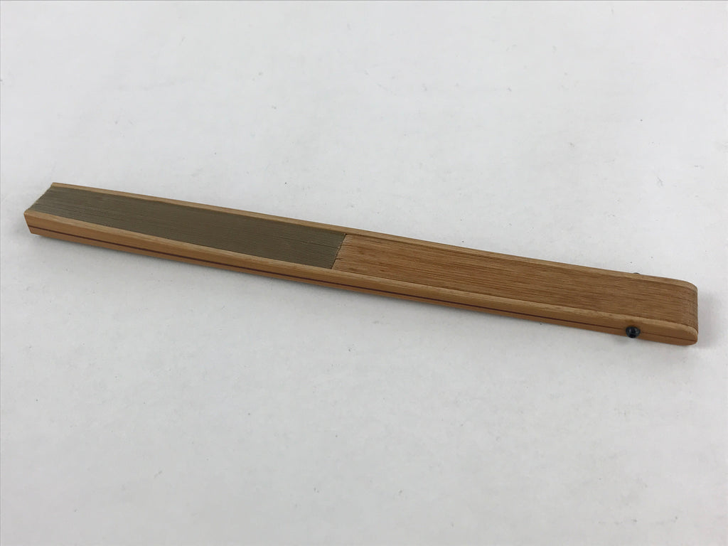 Japanese Folding Fan Sensu Bamboo Frame Mountain Brown Kanji Orange Seal 4D677