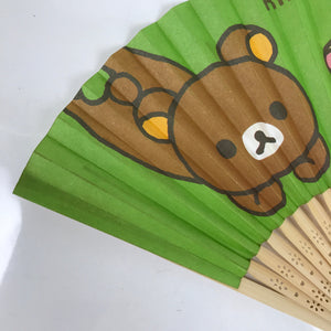 Japanese Folding Fan Sensu Bamboo Frame Rilakkuma Bear Itoen Promotional 4D808