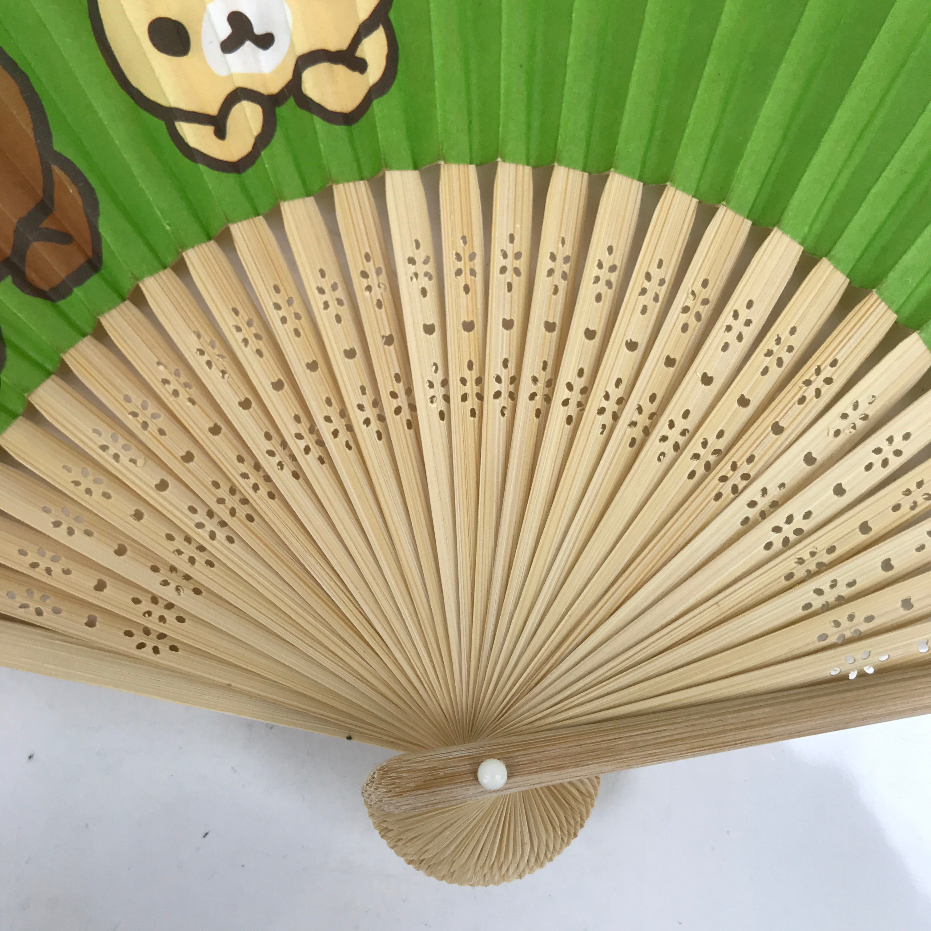 Japanese Folding Fan Sensu Bamboo Frame Rilakkuma Bear Itoen Promotional 4D808