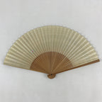 Japanese Folding Fan Sensu Bamboo Frame Sparkles Lines Cream Beige Gray 4D667