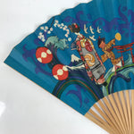 Japanese Folding Fan Sensu Bamboo Frame Vtg 1970 BOAC Airline Promotional 4D856