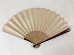 Japanese Folding Fan Sensu Vtg Bamboo Frame Boar Zodiac Animals Red W/ Box 4D711
