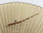 Japanese Folding Fan Sensu Vtg Bamboo Frame Boat River Cream Blue Brown 4D671