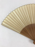 Japanese Folding Fan Sensu Vtg Bamboo Frame Boat River Cream Blue Brown 4D671