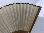 Japanese Folding Fan Sensu Vtg Bamboo Frame Calligraphy Black White 4D802