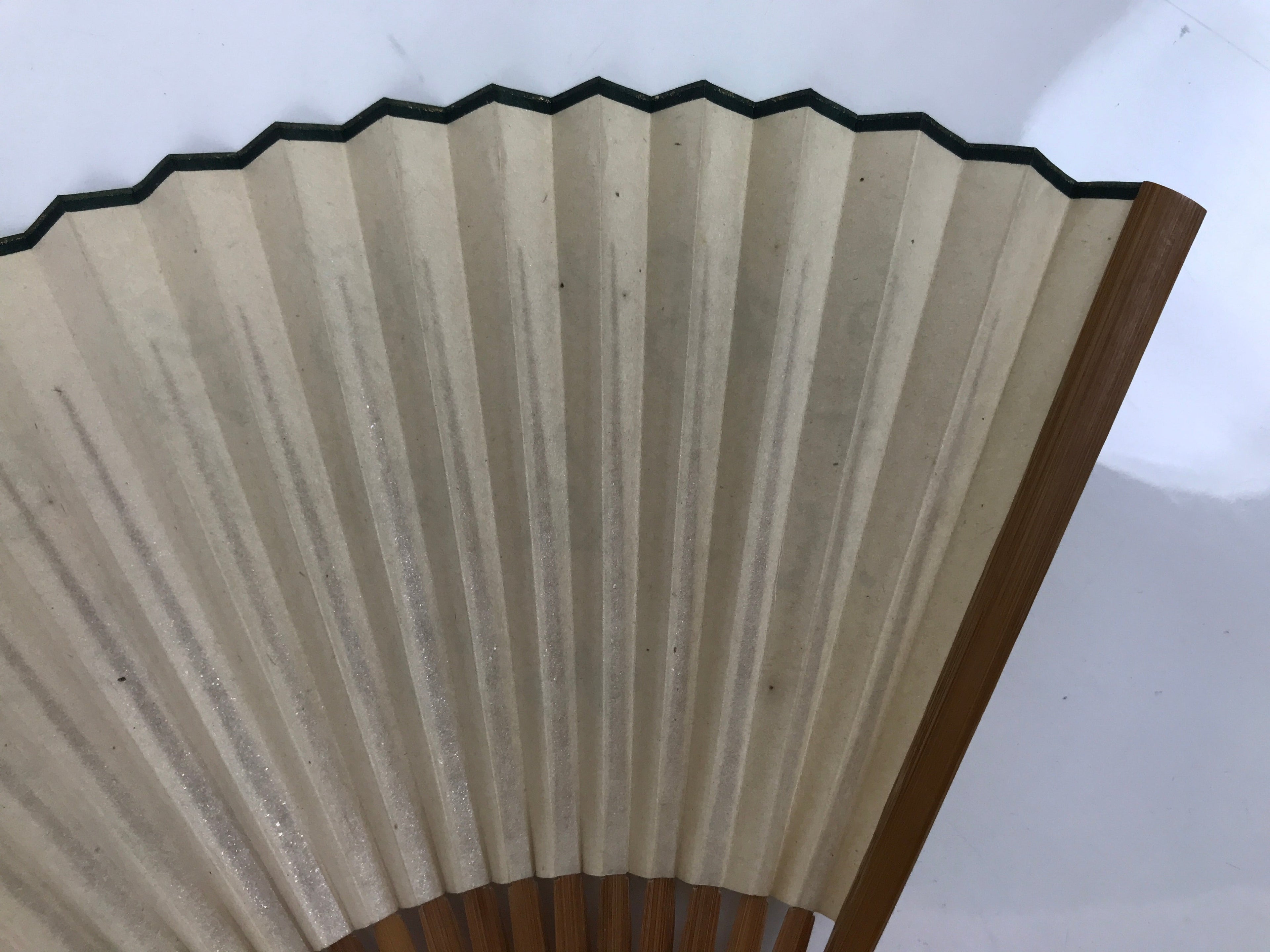 Japanese Folding Fan Sensu Vtg Bamboo Frame Calligraphy Black White 4D802