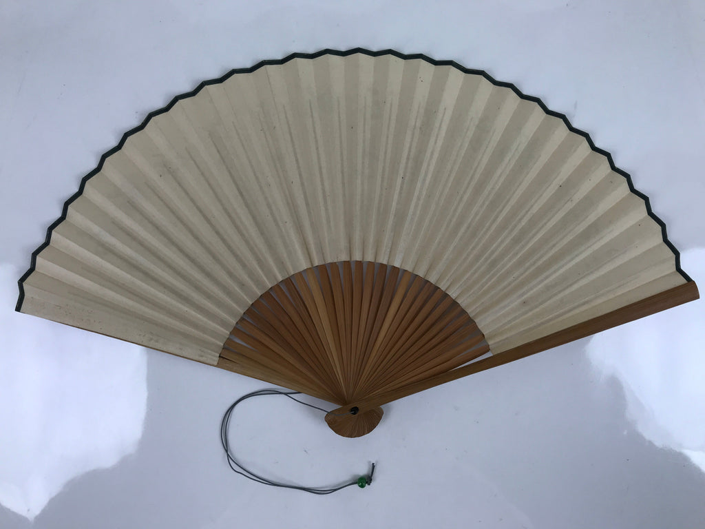 Japanese Folding Fan Sensu Vtg Bamboo Frame Calligraphy Black White 4D802