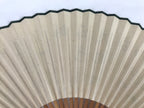 Japanese Folding Fan Sensu Vtg Bamboo Frame Calligraphy Black White 4D802
