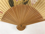 Japanese Folding Fan Sensu Vtg Bamboo Frame Campanula Kikyo Beige Pink 4D743
