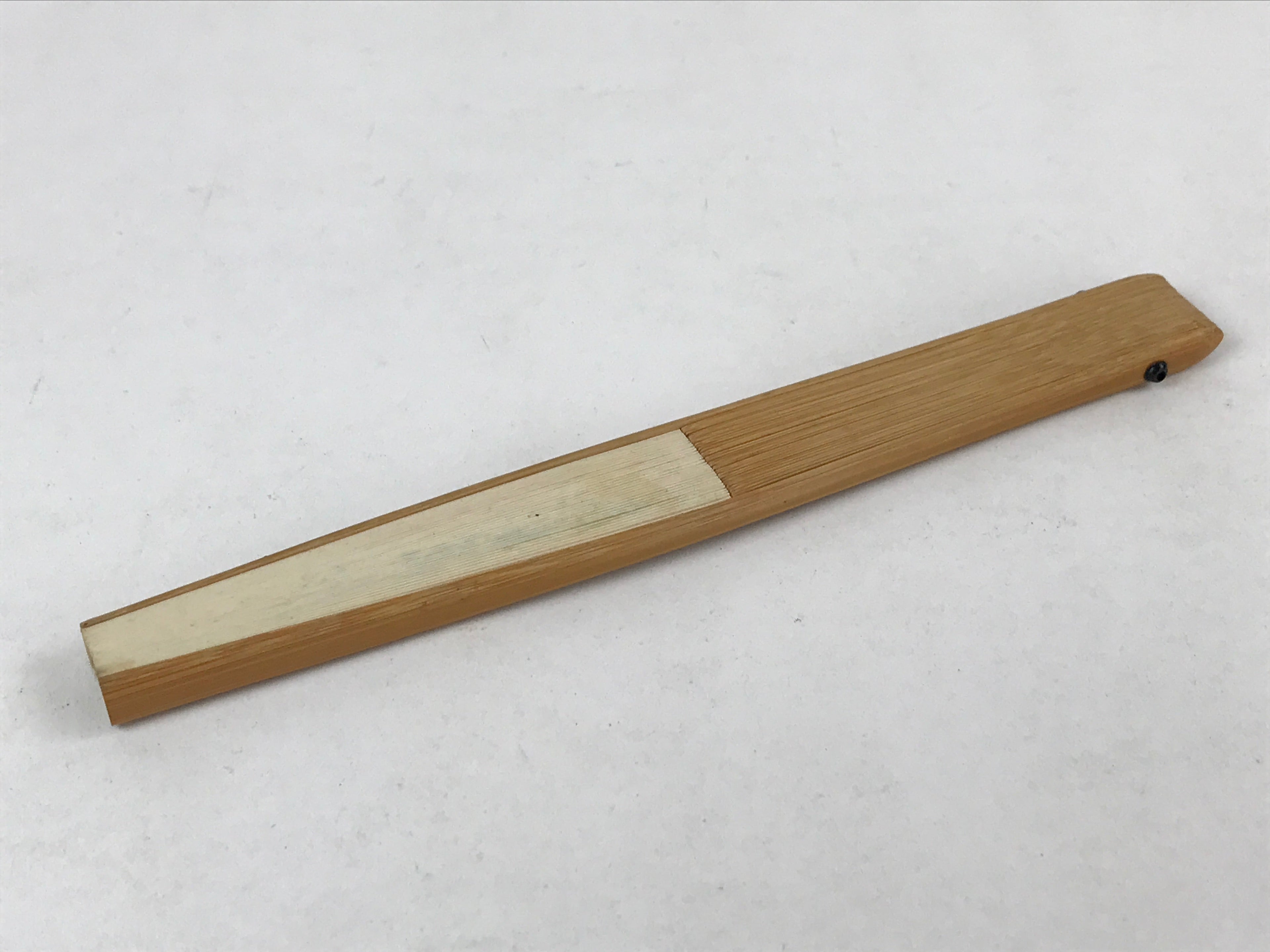 Japanese Folding Fan Sensu Vtg Bamboo Frame Campanula Kikyo Beige Pink 4D747