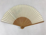 Japanese Folding Fan Sensu Vtg Bamboo Frame Campanula Kikyo Beige Pink 4D747