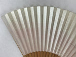 Japanese Folding Fan Sensu Vtg Bamboo Frame Campanula Kikyo Beige Pink 4D747