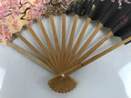 Japanese Folding Fan Sensu Vtg Bamboo Frame Cherry Blossoms Pink 4D796