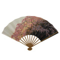 Japanese Folding Fan Sensu Vtg Bamboo Frame Cherry Blossoms Pink 4D796