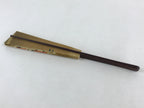 Japanese Folding Fan Sensu Vtg Bamboo Frame Cranes Gold Kanji Red Seal 4D689