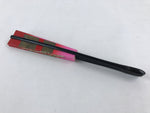 Japanese Folding Fan Sensu Vtg Bamboo Frame Cranes Lucky Red Gold Pink 4D639