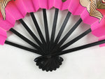 Japanese Folding Fan Sensu Vtg Bamboo Frame Cranes Lucky Red Gold Pink 4D639