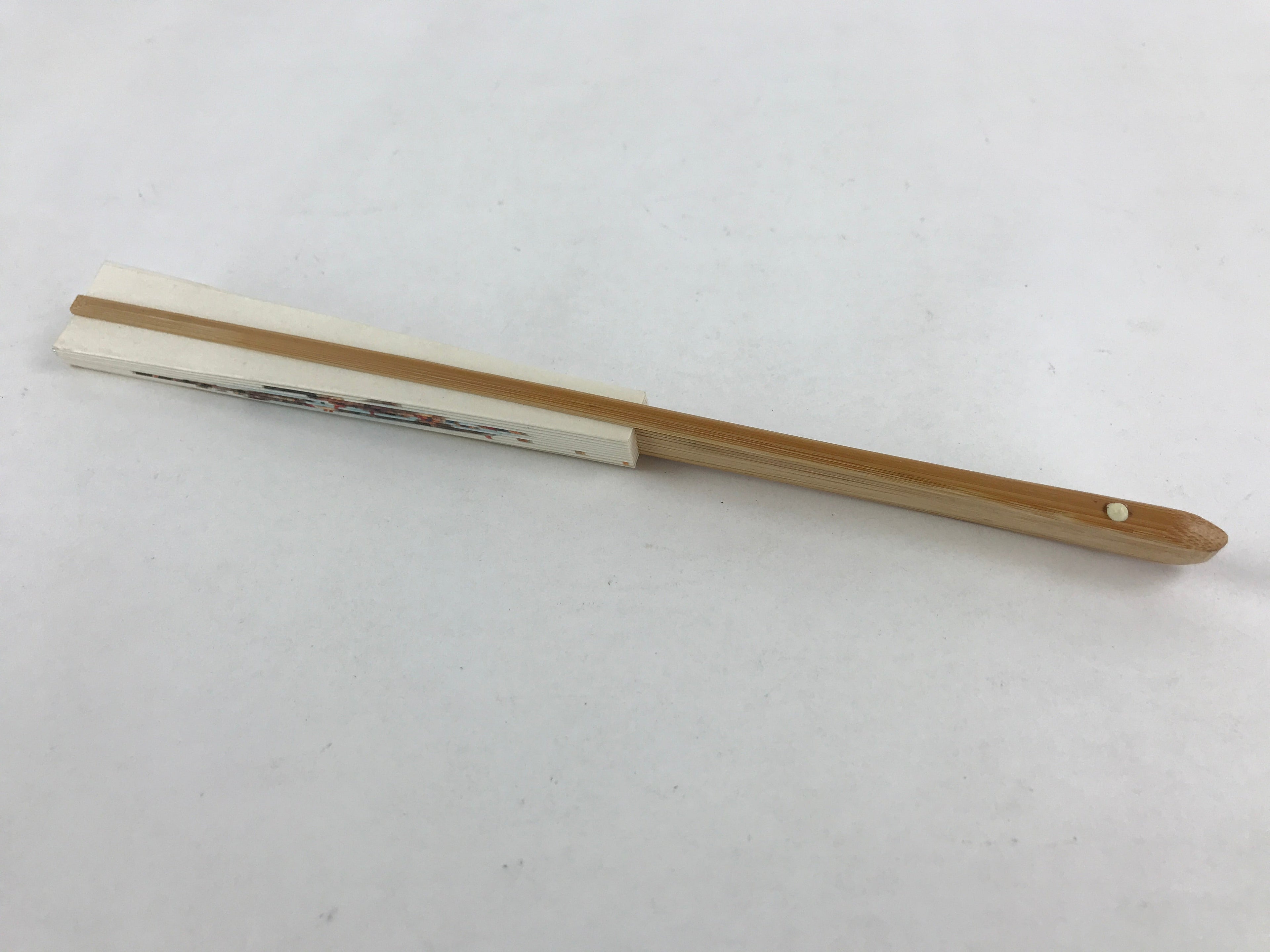 Japanese Folding Fan Sensu Vtg Bamboo Frame Crayfish Kanji White Seal 4D660