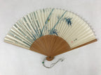 Japanese Folding Fan Sensu Vtg Bamboo Frame Firefly Lightning Bug Hotaru 4D756